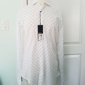 Hugo Boss Ridley Shirt Cotton Button White Blue M